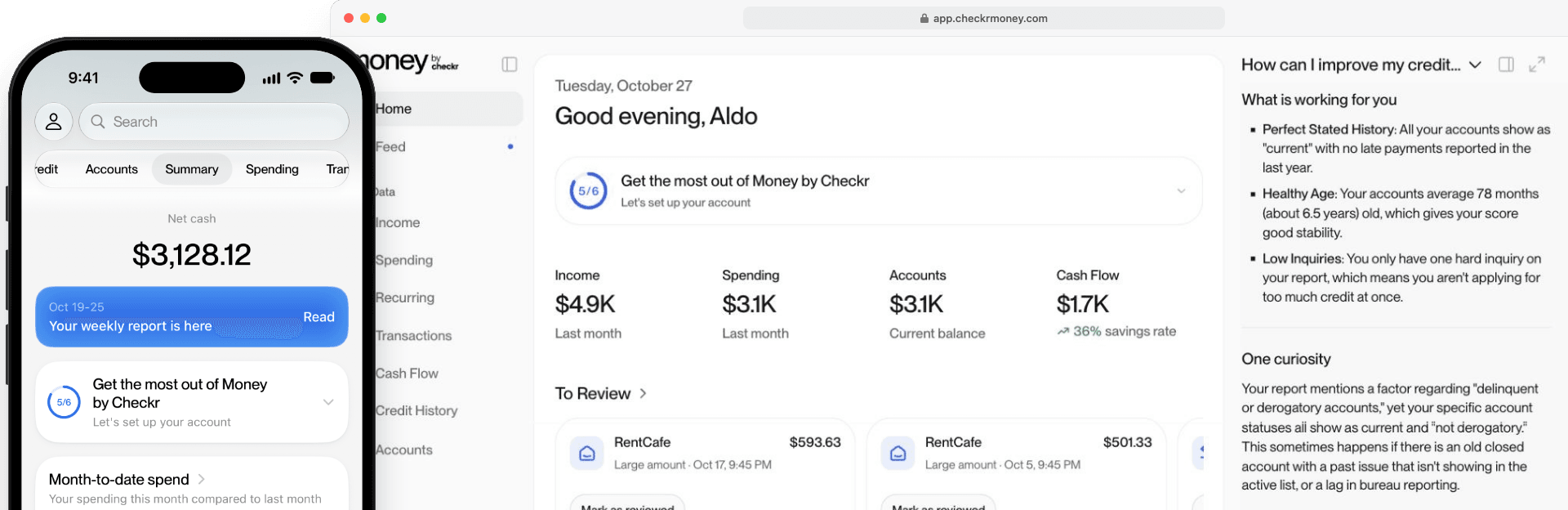 Money by Checkr dashboard preview