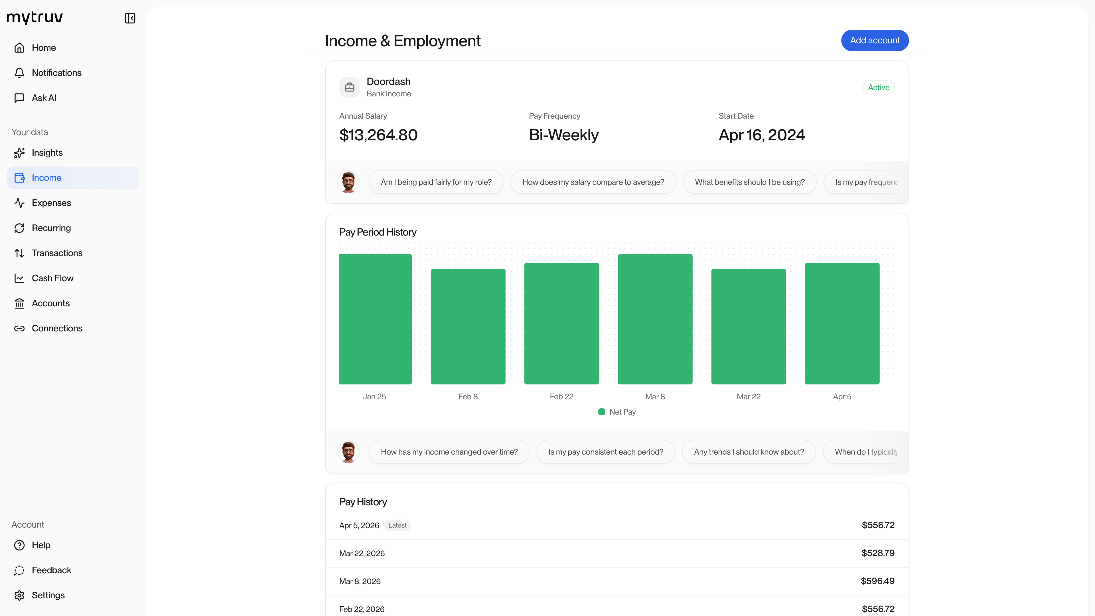Income screen